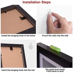 Art Street Hard Plastic 3-Pin Seamless Nail with 2 Spirit Leveler for Photo Frame Wall Picture Frame Hooks Hangers - Set of 25 (White) image 2