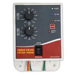 magnus power protection systems Magnus M-1126 Three Phase (440VAc) Analog Cyclic Timer for Fogger,Hydrophonics and Other Cyclic & Auto Start Stop Countdown Application (1 Minute - 3 Hours) with inbuilt SPP Made in India White image 1