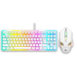 Ant Esports MK710 V2 Membrane TKL Wired Gaming Keyboard Mouse Combo 87 UV Coated Mechanical feel Keys Cool RGB Backlight Keyboard,1200-3600 DPI Aero-Jet RGB Gaming Mouse with Type C Adapter_ Mercury image 1