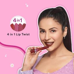 SUGAR POP 4 in 1 Lip Twist | Multi-use Stackable Lipsticks for Women | Enriched with Castor Oil | Satin Matte Hydrating Formula | 6.4gm - 03 Bare Perfection image 2