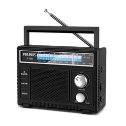 PRUNUS J-136 Portable AM FM Radio with Best Reception,D Battery Operated or Plug in Wall, Transistor Radio,Loud Speaker Support AUX in and Microphone in, Small Radios Portable image 1
