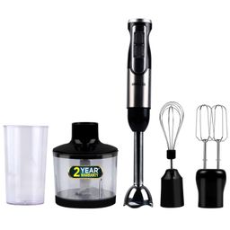 iBELL HB1000J 5-in-1 Hand Blender, 1000Watt, Adjustable Speed Control, Hand Mixer with Whisker/Beater, Immersion Blender, Vegetable Chopper & 600ml Container (Black) image 1