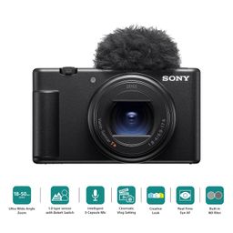 Sony Digital Camera ZV-1M2 for Content Creators with 18-50mm Wide-Angle Zoom Lens | Compact Camera with Strong Image Stabilisation | Accurate Autofocus | Cinematic Vlog Setting - Black image 2
