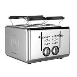 Westinghouse 4 Slice Toaster WKTTCB807SS | Self-Centering Slots | Variable Browning Control | Removable Warming Rack | Integrated Cord Storage | Cancel, Reheat, Defrost Functions | Silver image 1