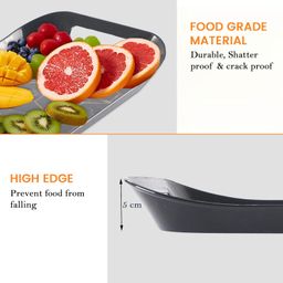 Kuber Industries Durable 3 Tray Set for Serving Snacks with Handles | Multi-Use Nashta Plate & Kitchen’s Tea Tray | Perfect for Hosting Guests at Home & Hotels | Hexagon Print - Black image 4