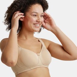 jockey ES24 Women's Wirefree Non Padded Super Combed Cotton Elastane Stretch Full Coverage Plus Size Bra with Side Panel Support and Plush Lining Cup image 2