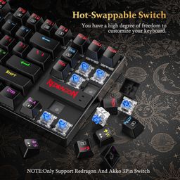 Redragon Kumara K552-RGB LED Backlit USB Mechanical Gaming Keyboard Without Numlock Keys, Black image 4