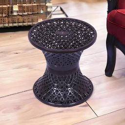 Kuber Industries Seating Stool | Plastic Mesh Damroo Stool | Both Sided Stool for Guestroom | Damroo Style Stool | Stool for Graden | Stool for Balcony | Brown image 1