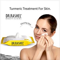 DR.Rashel Ubtan Pack of 2 Face Wipes, Enriched with goodness of Turmeric and Aloe Vera Extract | For Multi purpose use | Gives Refreshing and Glowing Skin.(25 pc x 2) image 3