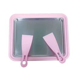 CALANDIS® Instant Ice Cream Maker Ice Cream Rolled Machine for Gelato Sorbets Pink | 1 Ice Cream Maker Pan 2 Spatulas image 1