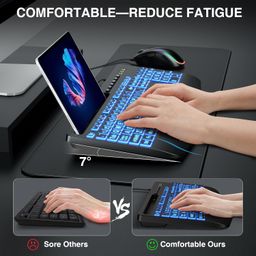 SABLUTE Wired Keyboard and Mouse, Large Print Backlit Keyboard with Wrist Rest and 7-Color Backlit, Lighted Computer Keyboards Easy to See, Light Up USB Keyboard Mouse Combo for PC, Windows, Laptop image 3