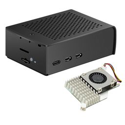 IDUINO Metal Case for Raspberry Pi 5 with Pi 5 Active Cooler Support VESA Mount - Black Aluminium Case for Raspberry Pi 5 (Official Pi 5 Active Cooler) image 1