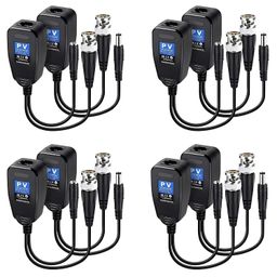 COOLCOLD Video Balun | 8MP (Pack of 4), Passive BNC DC to RJ45 Network Transceiver Cat5/Cat6 Adapter AHD/TVI/CVI/CVBS for Full HD CCTV DVR Security Surveillance Camera System (Black, 4 Pair) image 1