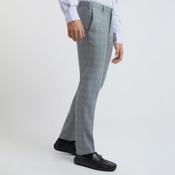 raymond Men's Slim Fit Checks Pattern Poly Viscose Blend Flat Front Formal Trouser image 2