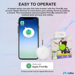 FunBlast Smart Tag for iOS, Apple Find My Network Tracker, Anti-Lost Tag for Keys, Wallets, Bags (No SIM Needed) (White) image 4