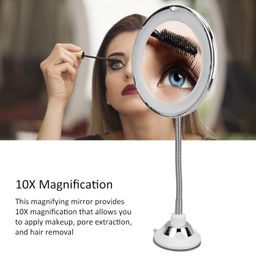 Ubervia Make-up Mirrors - Flexible Mirror Magnifying Mirror LED Fill Light with 10x Magnification Adjustable Gooseneck Suction Cup for Desktop image 3