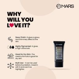 MARS Illuminati Base Dewy Primer with Highlighter | Glowy Dewy Primer for Face Makeup | Natural Finish (45ml) (GOLD) image 4