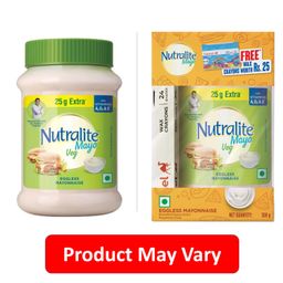 Nutralite Veg Mayo 300 Gm (275 G With 25 G Extra)| Eggless Mayonnaise |Enriched With Vitamins A, D2, And E| Creamy & Cheesy Veg Mayonnaise| Easy To Scoop & Spread image 2