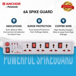 Anchor by Panasonic Spike Guard- 4 Universal Socket Shutter with Individual Switch - 4 Mtr (22569) (White, 1 Piece) image 3