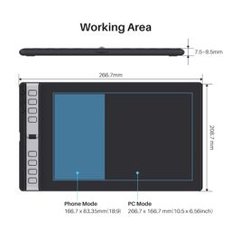 HUION Inspiroy 2Large 2023 Drawing Tablet|Scroll Wheel |3-Set 8 Customized Keys| Battery- Free Stylus for Digital Art, Design, Sketch|10x6inch Graphics Tablet| Works with Mac, PC & Mobile|Black image 3