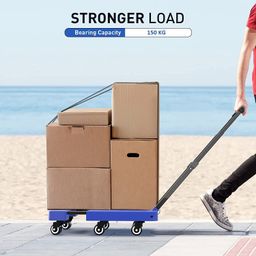 XXSSIER Foldable Platform Trolley for Heavy Weight/Material Handling Goods with Capacity of 150KG with 6 Wheels (Includes String and Trolley) image 2