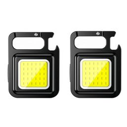 DOTCOM Mini LED Flashlight Keychain Light Multifunctional Portable COB Camping Flashlights USB Charging Work Lights Fishing Lanterna（2 Pack） image 1
