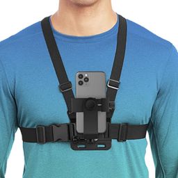 Mobile Phone Chest Belt Harness with J Hook for Vlogging, Youtube Videos compatible with all mobile phones and action cameras Go Pro & Insta 360 (Black) image 1