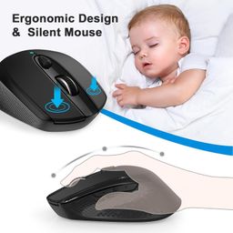RaceGT Wireless Mouse Type C, 2.4G Silent Ergonomic Mouse for Laptop, USB C Mice with 6 Buttons and 800/1200/1600 DPI for iPad/Tablet/PC/Mac/Windows - Black image 4