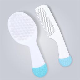 1st Step Matte Collection Easy Grip, Soft & Gentle Comb and Brush Grooming Set - Blue image 2