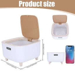 jumix Jumix® Mini Trash Can with Lid Countertop Small Desktop Garbage Cans Cute Tiny 0.5 Gallon, Office, Bedroom Garbage Can Kitchen Trash Can with Push Button, Dog Proof Trash Can, White Square image 3