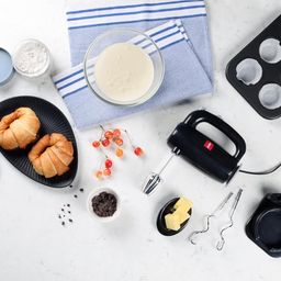 Cello Besto Hand Beater | 5 Variable Speed Controls | Power Full Motor | One Touch & Unbreakable Stand | (300W Powerful Motor With Body, SS Dough Hooks, SS Beater) | Black image 2