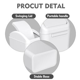 Yesdate 3-Pack 4.5 Gallon Plastic Trash Can with Swing Lid, Swing-Top Waste Can, White image 3
