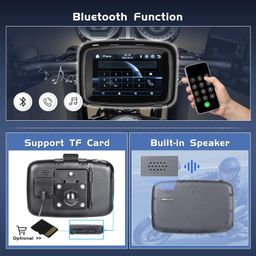 Hikity 5 Inch Wireless Apple Carplay & Android Auto Touch Screen for Motorcycle, Dual Bluetooth, IPX7 Waterproof, Siri/Google Voice Control, TF/USB Input image 5