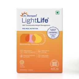 Dr. Morepen LightLife Pre-Meal Nutrition Mix | Controls Appetite & Reduces Cravings |For Men & Women | 10 Sachets | Flavor-Orange image 1