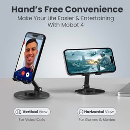 Portronics Mobot 4 Universal Mobile Holding Stand with 360°Rotatable & Height Adjustable, Foldable & Anti-Skid Design, Stable Metallic Round Base, Mobile Holder for Smartphone, Tablets, Kindles image 5