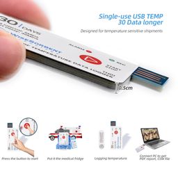 Wisesorb 20 Pack USB Temperature Data Logger 10000 Records Cover 30days Use for Single-use Trip Cold Chain Fresh Tag, IP67 image 2