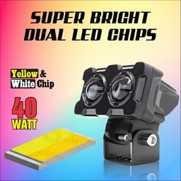 OBEROI'S TRADERS Waterproof LED Fog Light Lens Projector With HD Lens Super Bright Dual Color White | Yellow With High & Low Beam For All Motorbike, Scooty & ATVs image 3