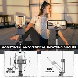 WeCool S2 Selfie Stick Tripod, 6sec Telescopic Pole with 42in/106cm extendable Selfie Stick, Detachable Mobile Holder with Wireless Remote for Photoshoot & Vlogging, Compatible with iPhone & Android image 2