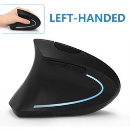MICROWARE Ergonomic Mouse, Wireless Mouse 2.4ghz Optical Vertical Wireless Mice : Left Handed Mouse, Wireless 2.4G USB Left Hand Ergonomic Vertical Mouse, Less Noise - Black image 2