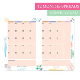 Amazon Basics 12-Month Undated Planner | 11.75 x 8.5 inches | Habit Tracker, Monthly & Weekly Spreads, Goal Setting & Utility Pages | Canary Paper | Ideal for Home, Office & School Organization image 5