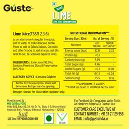 Gusto Foods Green Lime Juice Concentrate - Pack Of 3(600Ml)| Equivalent To 60 Limes | Pocket Bottle Hassle Free | Ideal For Daily Use In Cooking & Beverages | Lime Zest In Every Drop, 0.77 Kg image 5