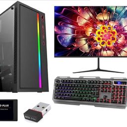 KRYNORCXY Gaming Pc Desktop Computer Full Set Core I7 3770 |16GB Ram |512GB SSD|Windows 10| GT 4GB 730 DDR5 Graphics Card with 19 inches led Monitor RGB Keyboard RGB Mouse Wi-fi Ready to Play image 1