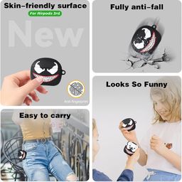 Meyaar Silicone Case for Apple Airpods 4 (2024) Cute Design for AirPods 4 with Active Noise Cancellation (ANC) with Keychain Shockproof Protective Case (Ven.on (Black)) image 4