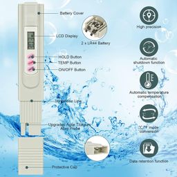 ACU-CHECK Digital TDS Meter Water Tester, PPM Water Quality Tester Measuring Range 0-9999ppm, Ideal for Drinking Water, Swimming Pool, Aquariums, Hydroponics (Grey) image 3
