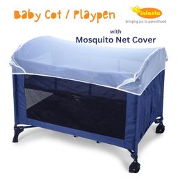 Infanto Playpen Cum Cot | Compact and Highly Portable| with Travel Bag|Easy Fold | 2-in-1 Functionality | Double-Layer Pad | Breathable Mesh image 2