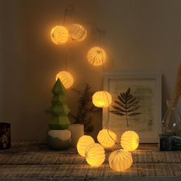 FIG Living Tabla LED String Lights with Plug | 20 Origami Paper Ornaments with Built-in LEDs | 4m Length | Decorative Lights for Home, Balcony, Bedroom & Festive Decor (Warm White) image 1