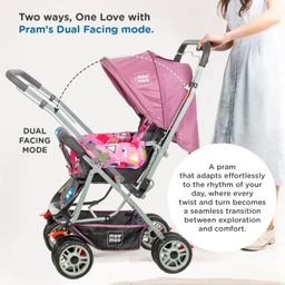 Mee Mee Little Explorer Advance Baby Stroller/Pram for 0 to 3 Years, New Born/Kids, 5 Point Safety Harness, Adjustable backrest, 360 Wheel, Large Storage Basket, Reversible Handlebar Net (DX Purple) image 5