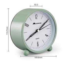 mensent Kadio Alarm Clock.Mensent 4 inch Round Silent Analog Alarm Clock Non Ticking,with Night Light, Battery Powered Super Silent Alarm Clock, Simple Design Beside/Desk Alarm Clock (Green) image 3