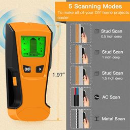 ARKZO Stud Finder Wall Scanner Tool with Intelligent Microprocessor Chip, HD LCD Display, Detects Center and Edge of Wood, Metal Studs, AC Live Wires, Pipes image 4