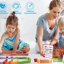 toy imagine Toy ImagineTM 360 pcs Colorful Wooden Domino Block Set for Kids Educational and Learning Activity Game Play | Helps in Skill Development and Color Recognition (12 Colors) image 4